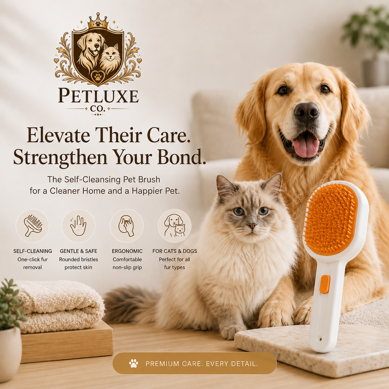 PetLuxe™ Self-Cleaning Grooming Brush